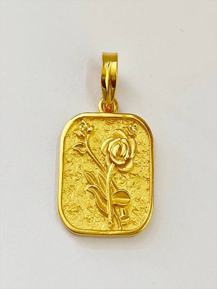 CUTE  CONTAMPORY 18K GOLD ROSE PENDANT LOVE GIFT