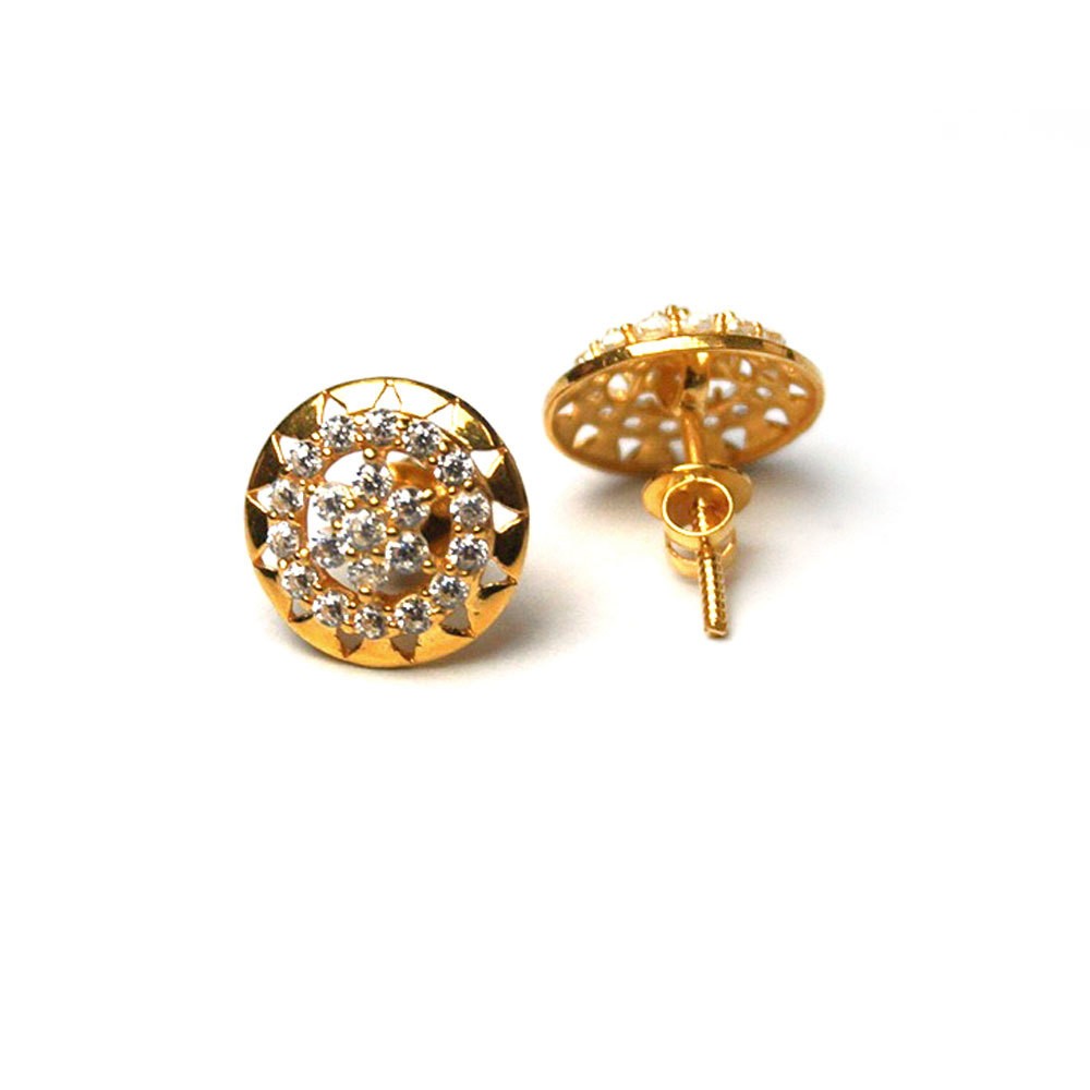 Celestial Elegance 18k Pure Gold Round Ear Tops