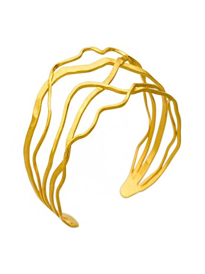 ANCIENT STYLE  HAND CRAFTED 18K  22K PURE GOLD CUFF BANGLE BRACELET