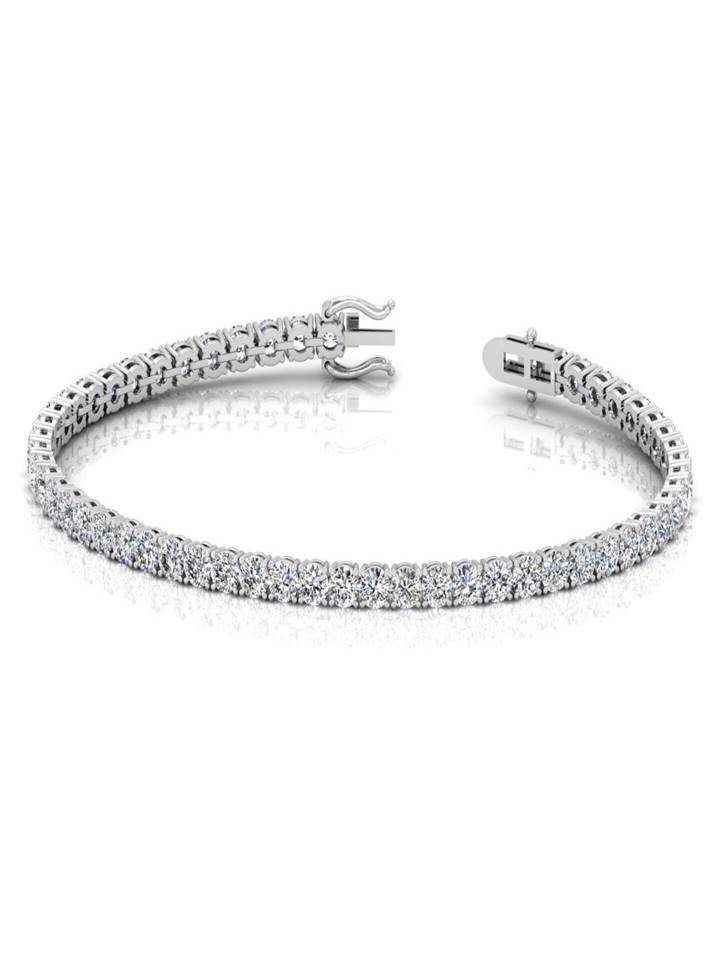 Round Moissanite Diamond 5 Ct. 7" 925 Sterling Silver Tennis Bracelet Platinum Polished
