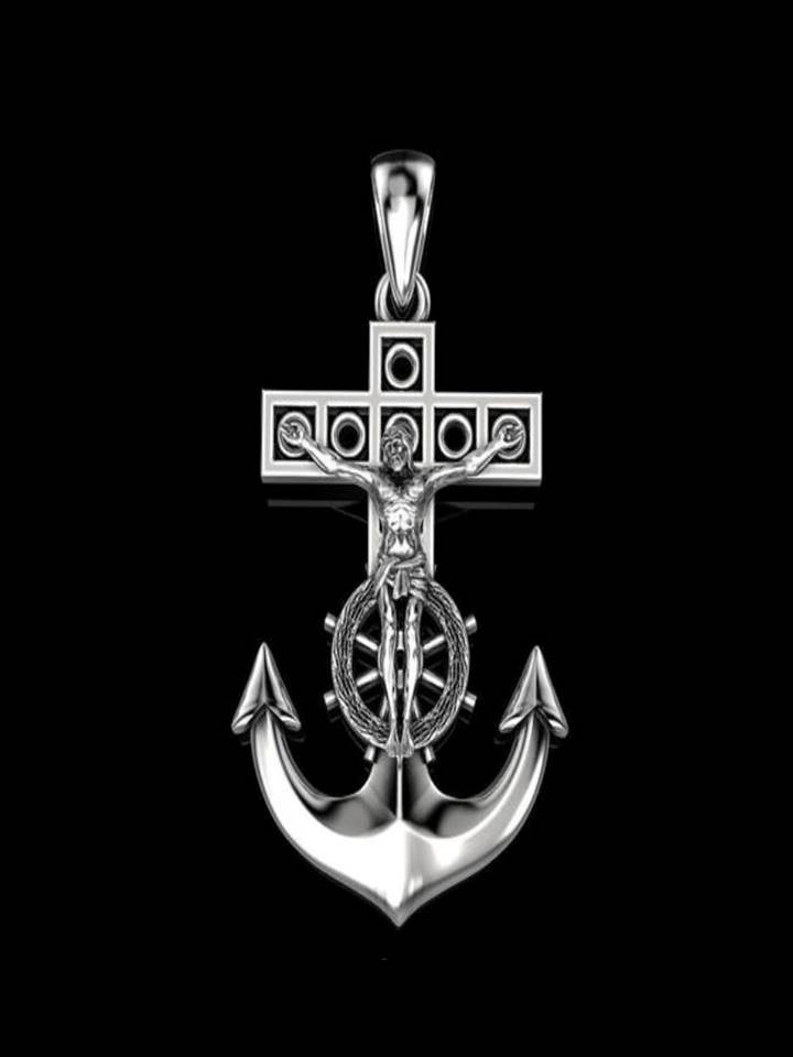 14K,18K PURE GOLD ANCHOR JESUS PENDANT