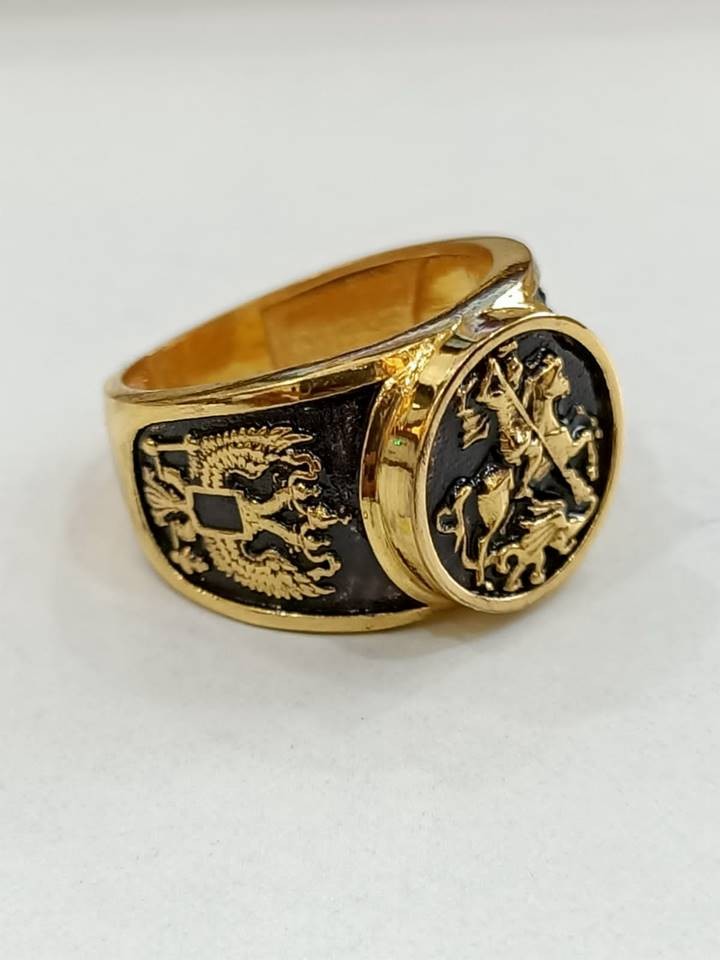 ANCIENT BRITISH STYLE 14K PURE GOLD HORSE WARRIOR MEN RING